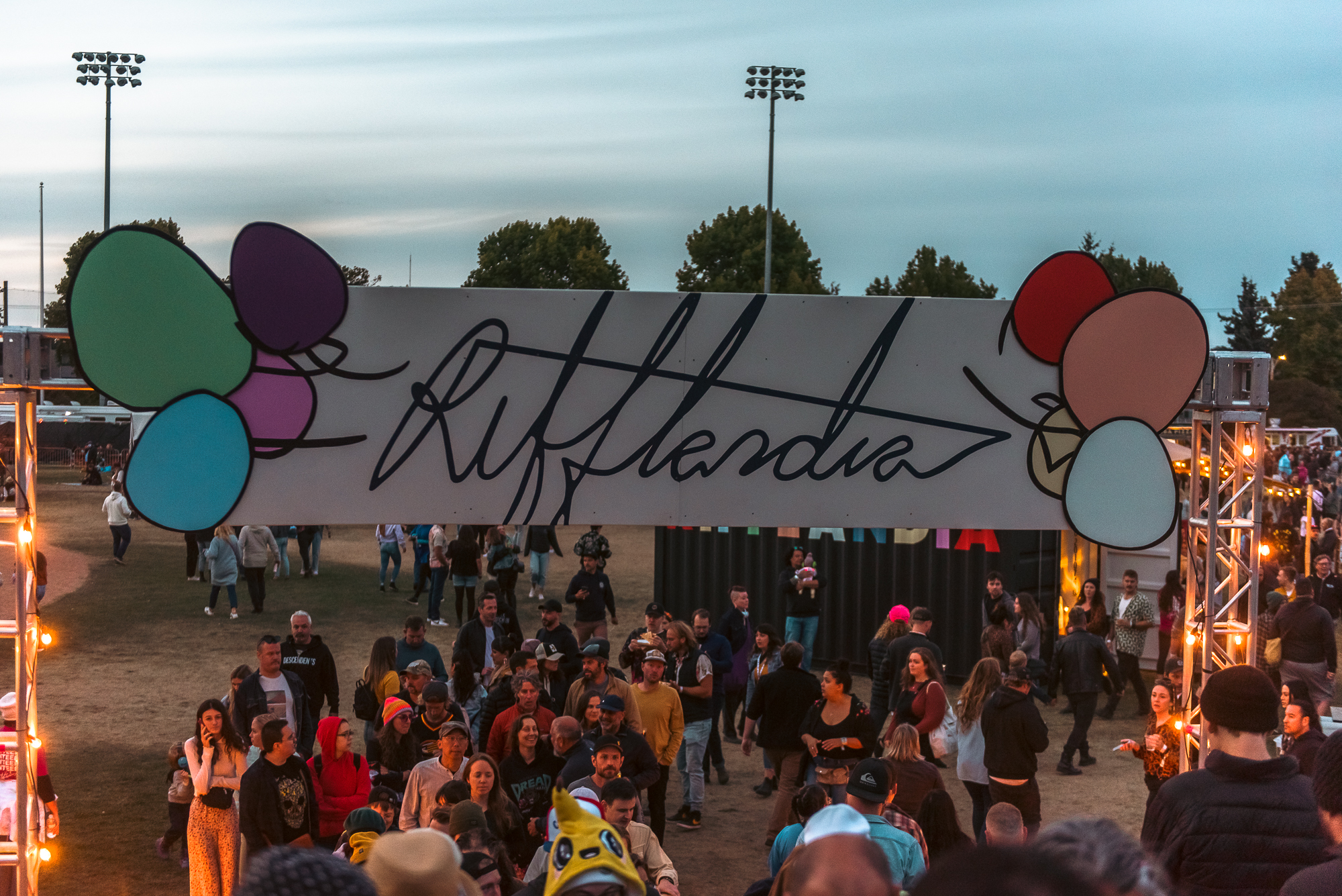 A sign at the entry to the music festival in Victoria, Rifflandia