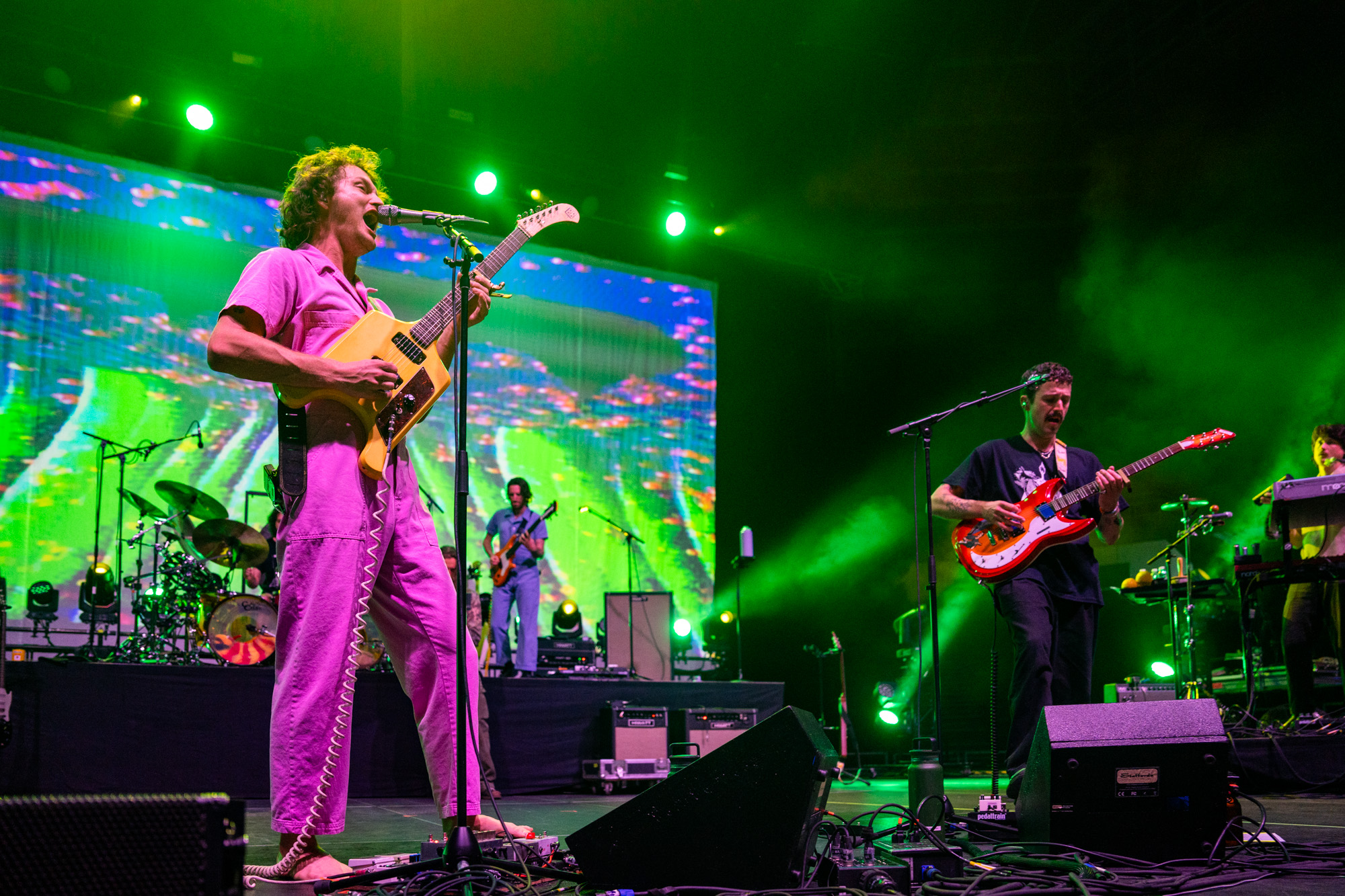 Leadman, Stu Mackenzie, of King Gizzard & the Lizard Wizard plays at the Pacific Coliseum in Vancouver