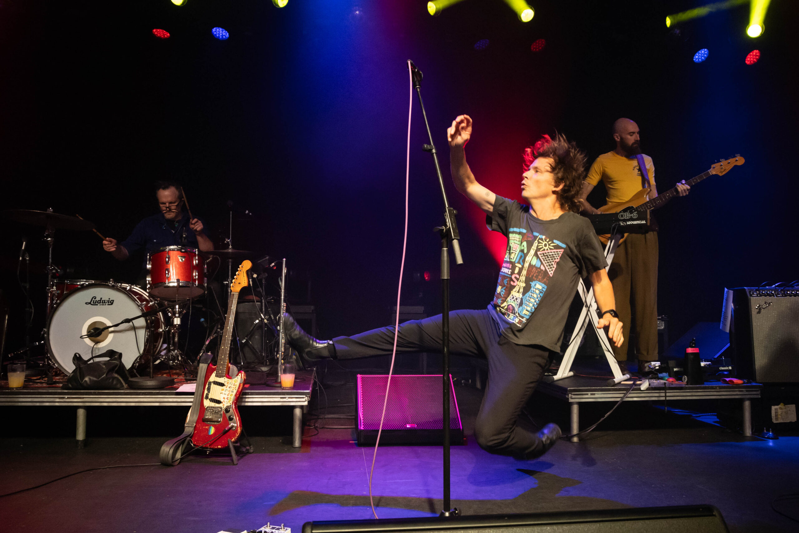 The frontman from Pond throws himself around and falls on stage at the Commodore Ballroom